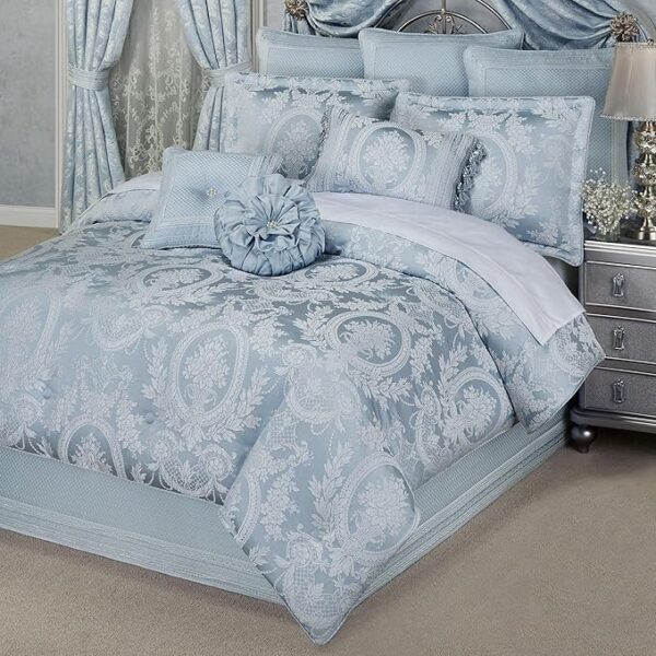 Contessa Luxury Bedding | Iced Platinum and Powder Blue Hues